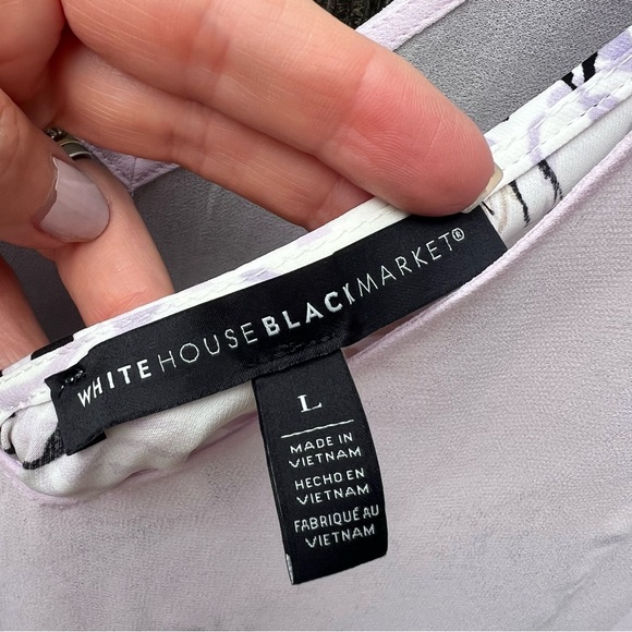 White House Black Market Lilac Breeze and Black Floral Tank Blouse - Picture 6 of 8